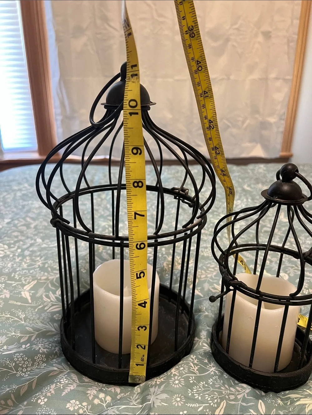 Black Decorative Metal Birdcage Candle Holders - Set of 2